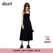 DZZIT地素連衣裙夏季手工釘珠設(shè)計吊帶小黑裙女 黑色 M