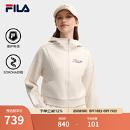 FILA 斐樂(lè )官方短款外套女秋季新款時(shí)尚刺繡開(kāi)衫衛衣夾克上衣 奶酪花灰-LM L