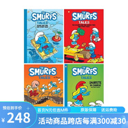 英文原版 The Smurfs Tales 精裝 藍精靈 兒童幽默搞笑漫畫 小學生英文課外閱讀 綠山墻 藍精靈4冊 全彩版漫畫 精裝 Smurfs  綠山墻圖書