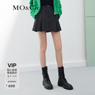MO&Co.運動風(fēng)橡筋高腰拼接壓褶A字半身裙短裙設(shè)計感裙子JK風(fēng)摩安珂 炭黑花灰色-第2批 S 160