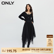 ONLY秋冬淑女氣質(zhì)收腰U領(lǐng)中長(zhǎng)款紗裙連衣裙女|123407010 H1Z 黑色BLACK S 160/80A