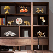 鹿色鞋柜上的擺件入戶(hù)門(mén)新中式老板辦公室輕奢高檔領(lǐng)導高端大氣書(shū)柜裝 金韻雅致組合10件套A