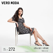 VEROMODA連衣裙2024早春新款雪紡玫瑰印花直筒泡泡短袖方領(lǐng)優(yōu)雅氣質(zhì)通勤 E39森林灰色 155/76A/XS