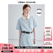 VEGA CHANGVEGA CHANG法式茶歇連衣裙女2025年夏款高級(jí)感氣質(zhì)顯瘦赫本風(fēng)長(zhǎng)裙 baby藍(lán)（長(zhǎng)款升級(jí)版） M
