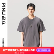 品立（PINLI）清倉 短袖T恤男300g重磅純棉圓領(lǐng)落肩男士半袖體恤男裝 灰色 L