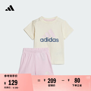 adidas男女嬰童休閑簡約舒適短袖套裝夏季阿迪達(dá)斯官方輕運(yùn)動(dòng)   象牙白/清澈粉   104