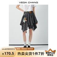 VEGA CHANG半身裙女2025年夏季新款美式休閑學(xué)院風(fēng)小眾設(shè)計(jì)感高腰格紋裙褲 黑白格（短裙） S