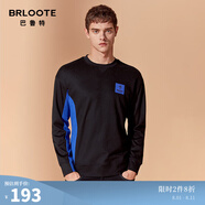 Brloote/巴魯特長袖t恤男秋季時(shí)尚撞色拼接圓領(lǐng)體恤打底衫 黑色 165/88A