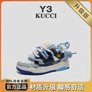 Y-3【時(shí)尚休閑】Y3KUCCI夏季新款透氣面包鞋厚底百搭板鞋網(wǎng)紅老爹鞋 牛仔藍升級版[小眾配色]30031 標準運動(dòng)鞋碼6 42