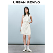 UR2025春季新款女裝時(shí)尚氣質(zhì)褶皺收腰短款連衣裙UYY750029 米白 L