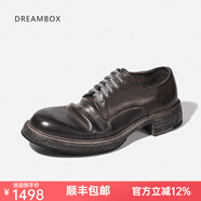 dreambox鈞博vibram高端馬臀皮休閑皮鞋手工固特異皮底男士德比鞋 灰色啞面 43