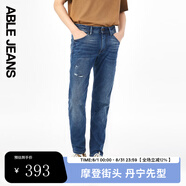 ABLE JEANS【立體修身褲】男士顯瘦長褲復古牛仔褲瘦腿褲男 天晴藍 28 /30