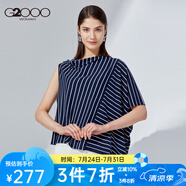 G2000女裝針織衫 季新款時(shí)尚個(gè)性條紋拼接不規(guī)則休閑上衣女83290011 深藍(lán)/78 160/80A/S