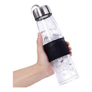 卡西菲kaxifei（KAXIFEI）水杯男玻璃杯女磨砂簡(jiǎn)約夏天便攜杯子小清新森系創(chuàng  )意個(gè)性潮流茶杯 黑色皮套款-透明