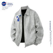 nasawassup官方潮牌聯(lián)名夾克男秋冬季美式翻領(lǐng)麂皮絨外套美拉德男士復古上衣 天空灰 XL （建議120-140斤）