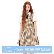 樂町商場(chǎng)同款千金風(fēng)格子拼接連衣裙秋季學(xué)院風(fēng)短裙C1FAE3151 中性格紋 XL