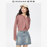 佐丹奴長(cháng)袖t恤女純色基礎款打底衫純棉奢滑半高領(lǐng)上衣女05322803