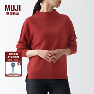 無印良品 MUJI 女式 牦牛絨混羊毛 高圓領(lǐng)毛衣女款春秋長袖針織衫BAC22A1A 紅色 L (165/88A)