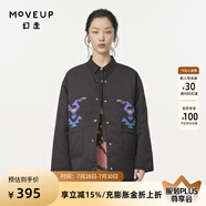 幻走（MOVEUP）2024秋季新款.FUN系列V領趣味繡花兩面穿短款棉外套 夜黑 L
