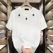 Lee dprre男士潮牌純棉t恤夏季字母印花圓領(lǐng)上衣潮流寬松短袖t恤男青年半袖 白色【三星領(lǐng)】男裝2025新款夏裝 S 建議90-100斤