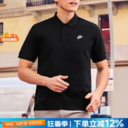 耐克（NIKE）官方 短袖男 2025夏季新款純棉t恤跑步運(yùn)動(dòng)休閑商務(wù)翻領(lǐng)POLO衫男 【主推】刺繡LOGO/黑/偏大 曬圖退10 XL