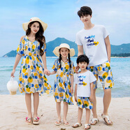 A 21 FUNB親子裝海邊沙灘裙夏裝一家三口四口母女夏款連衣長(cháng)裙洋氣度假套裝 T210連衣裙/短褲套裝如圖 175 媽媽款L碼(建議105-115斤)
