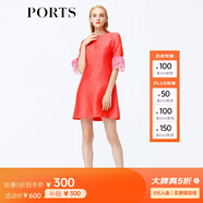PORTS寶姿女裝五分袖蕾絲袖收腰短連衣裙YSB8D044GFE02 橙 XS (2)