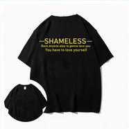 皇古迪Shameless美劇LIP同款字母印花短袖t恤男女夏季寬松純棉運(yùn)動半袖 黑色 純棉 短袖 S 80-100斤