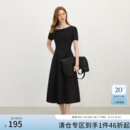 范思藍恩小黑裙夏氣質(zhì)通勤不易皺2025夏季新款易打理短袖裙子2778 黑色 M