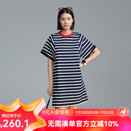 雲(yún)上生活【條紋休閑裙】撞色條紋直筒休閑連衣裙L9503X 藏藍(lán)條紋 M
