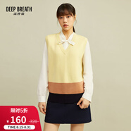 深呼吸DEEP BREATH女裝復(fù)古提花寬松純羊毛針織馬甲背心A300797 拼色-條紋 M (3碼)