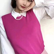 【阿瑪詩(shī)專(zhuān)柜女裝】新款時(shí)尚百搭圓領(lǐng)安哥拉紅無(wú)袖針織衫馬甲背心 玫紅冰絲 哥弟 M /3