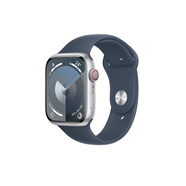 Apple Watch Series?9 (GPS)；45?毫米銀色鋁金屬表殼；風暴藍色運動型表帶 - M/L MR9E3CH/A*企業(yè)專享