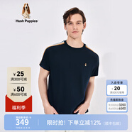 Hush Puppies暇步士男裝夏季復(fù)古運(yùn)動(dòng)純棉短袖T恤 085深藍(lán)2 M