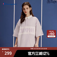 Champion【王俊凱同款】冠軍T恤24春夏新款美式寬松復(fù)古翻領(lǐng)短袖 紫色 XL
