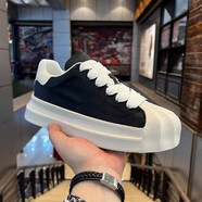 惠奴比素潮貝殼鞋男2025新款舒適超輕厚底冰絲布透氣輕質(zhì)歐貨輕奢休閑鞋 黑色（高級冰絲布面） 標準皮鞋碼 41