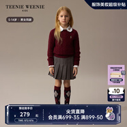 Teenie Weenie Kids小熊童裝24秋男女童經(jīng)典百搭休閑圓領(lǐng)羊毛毛衣 酒紅色 150cm