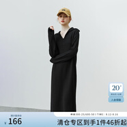 FANSILANEN范思藍恩22FS4193Polo領(lǐng)長(cháng)袖針織連衣裙女秋冬長(cháng)款過(guò)膝直筒毛衣裙 黑色 M