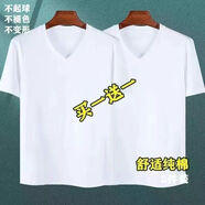 儷韻小屋（LiYunHouSe）兩件裝新疆V領(lǐng)短袖T恤雞心領(lǐng)夏季男女內(nèi)搭透氣打底衫 白+白2件裝V領(lǐng) 4XL 建議160-180斤