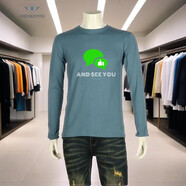 ANDSEEYOU 品牌男士長(cháng)袖T恤 秋冬季新款時(shí)尚休閑圓領(lǐng)印花上衣青年簡(jiǎn)約體恤 天藍色 3XL
