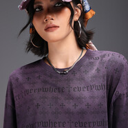 拓谷潮牌英文印花圓領(lǐng)短袖t恤衫女2025秋季新款復(fù)古寬松休閑上衣 S