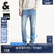 杰克·瓊斯（JACK&JONES）25年男裝牛仔褲男涼感潮流水洗彈力901修身小腳牛仔褲子春夏薄款 中牛仔藍(lán)E39 常規(guī) 32 175 W32/L32