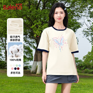 班尼路（Baleno）短袖T恤女2025夏季新款純棉撞色半袖女個(gè)性顯瘦多巴胺百搭打底衫