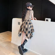 迷你巴拉【品牌撤柜】女童夏裝套裝2025新款女孩夏季潮酷穿搭女孩洋派裙子 套裝【短袖上衣+格子裙】 170 cm 【現貨速發(fā)】