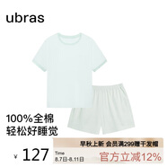 ubras水果系列套頭短袖短褲家居服套裝情侶女士睡衣女款-冰藍(lán)綠 XL
