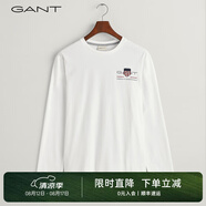 GANT【100%棉】甘特春季休閑刺繡柔軟內(nèi)搭經(jīng)典純色圓領(lǐng)長袖男T恤 110白色 2XL