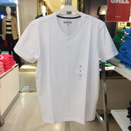 班尼路（Baleno）男裝經(jīng)典款V領(lǐng)t恤百搭純色V領(lǐng)短袖T恤青少年88802702 白色01W XL 180_