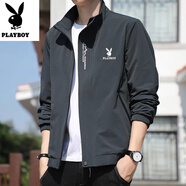 花花公子（PLAYBOY）男士立領(lǐng)上衣潮流休閑棒球服春秋新款夾克外套 9980深灰色 5XL 175-190斤