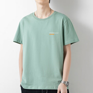 金歐達(dá)短袖恤男寬松粉色上衣服潮流寬松夏季男裝半袖圓領(lǐng)體恤 豆綠85短袖 S [建議90斤以下]