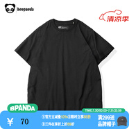 熊貓·本（ben.panda）純色短袖t恤男寬松圓領(lǐng)潮體恤衫夏純棉情侶半袖打底衫衣多穿 黑色 L
